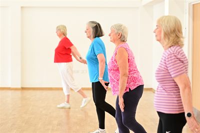 A member taking part in an aerobics class